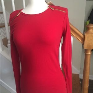Michael Kors red top long sleeve size M